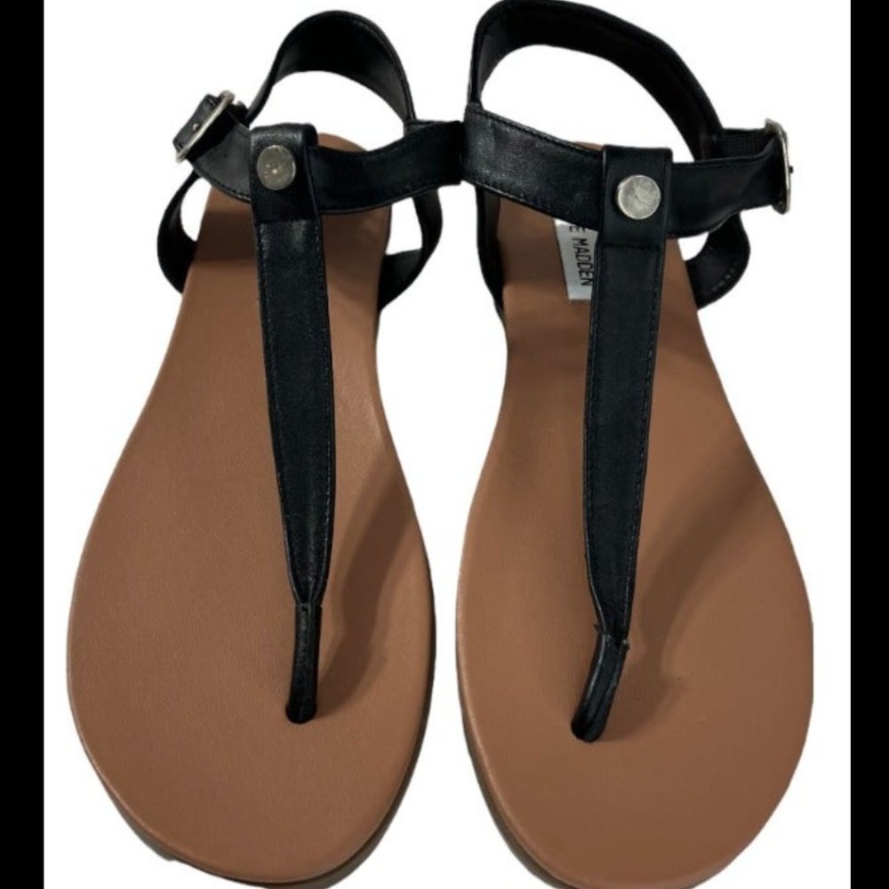 Steve Madden Black Bonnie Bonn Sandals s.10